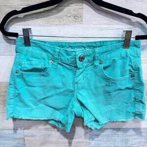 AMERICAN EAGLE Y2K Super Low Rise Corduroy Cheeky Shorts Blue Womens 0